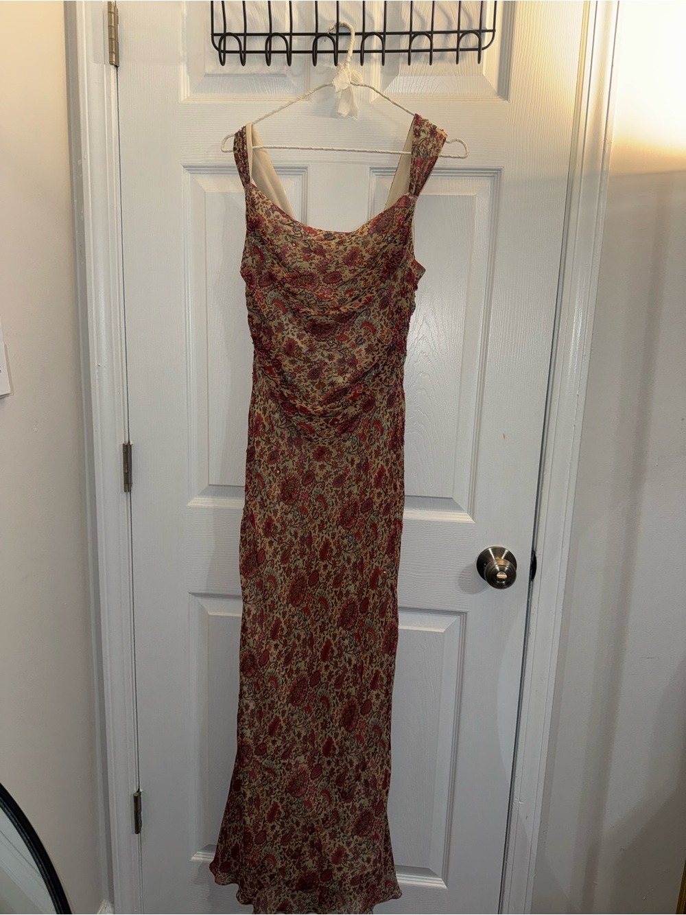 Y2K Kay Unger embellished beaded floral 100% silk gown maxi dress - Picture 1 of 6